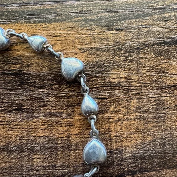 Sterling Silver 925 Heart Charm Bracelet 7.5” - Picture 6 of 7
